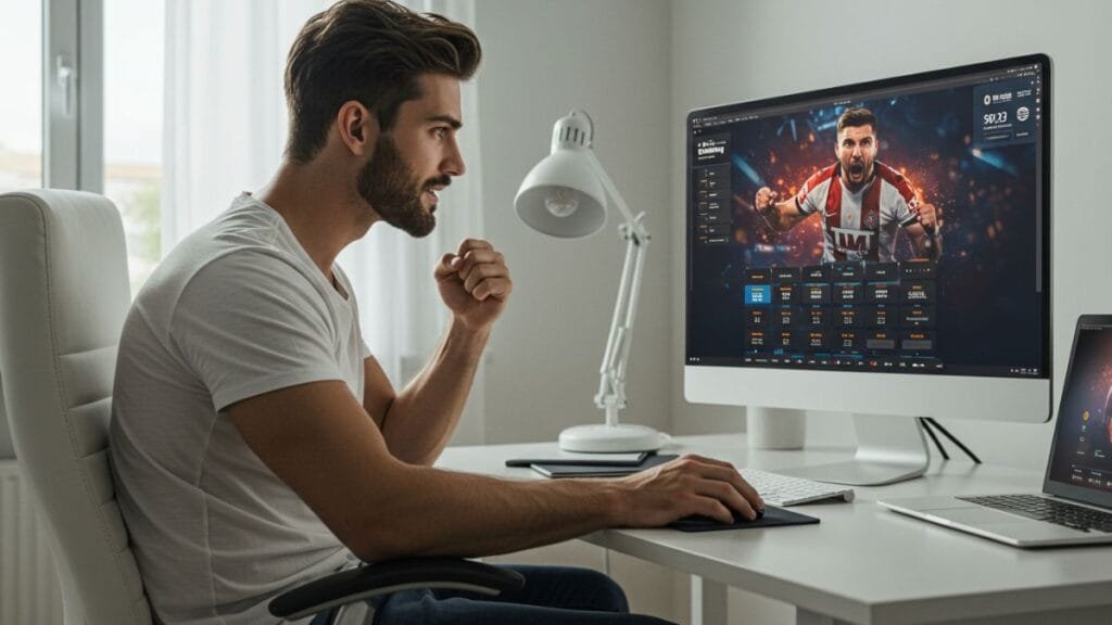 Homem fazendo apostas online